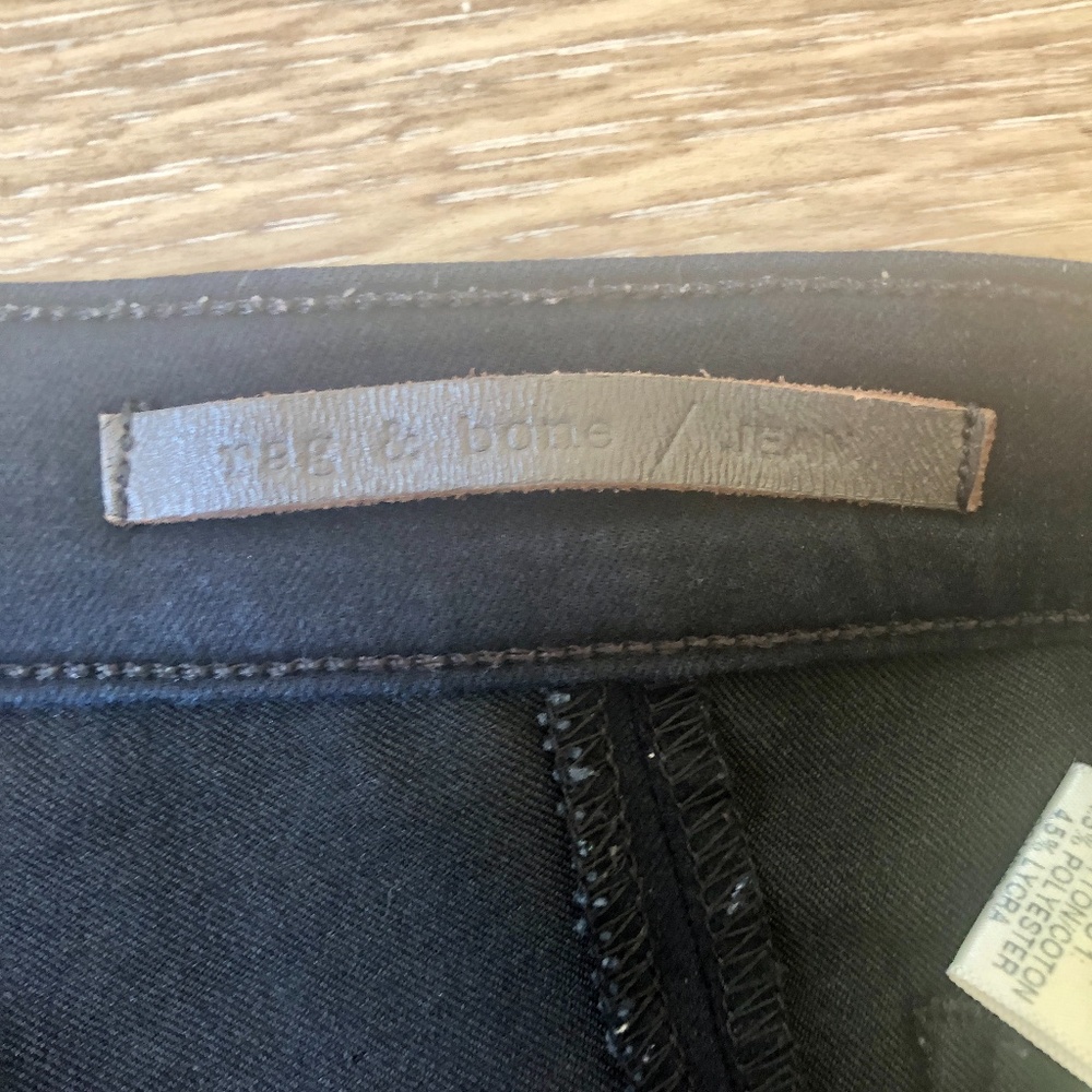 🎉2xHP🎉 Rag & Bone Midnight Leather Trim Skinny Jeans - Picture 9 of 13